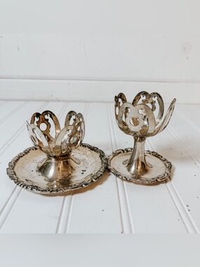 Vintage Silver Plated Ornate Candlestick Holders | Set of 2
